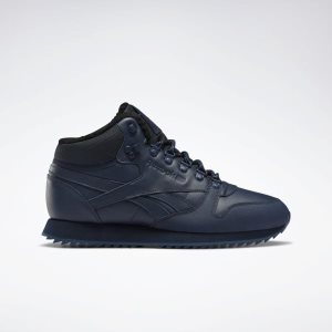 Reebok Classic Leather Mid Ripple Turnschuhe Herren - Navy/Königsblau - DE 693-JCE